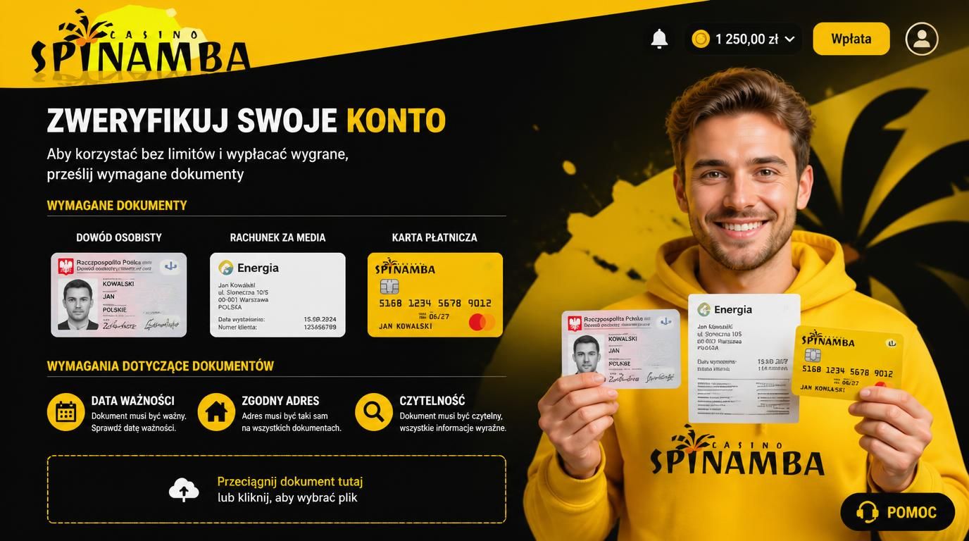 Akceptowane dokumenty KYC w Spinamba – dowód osobisty, rachunek, karta