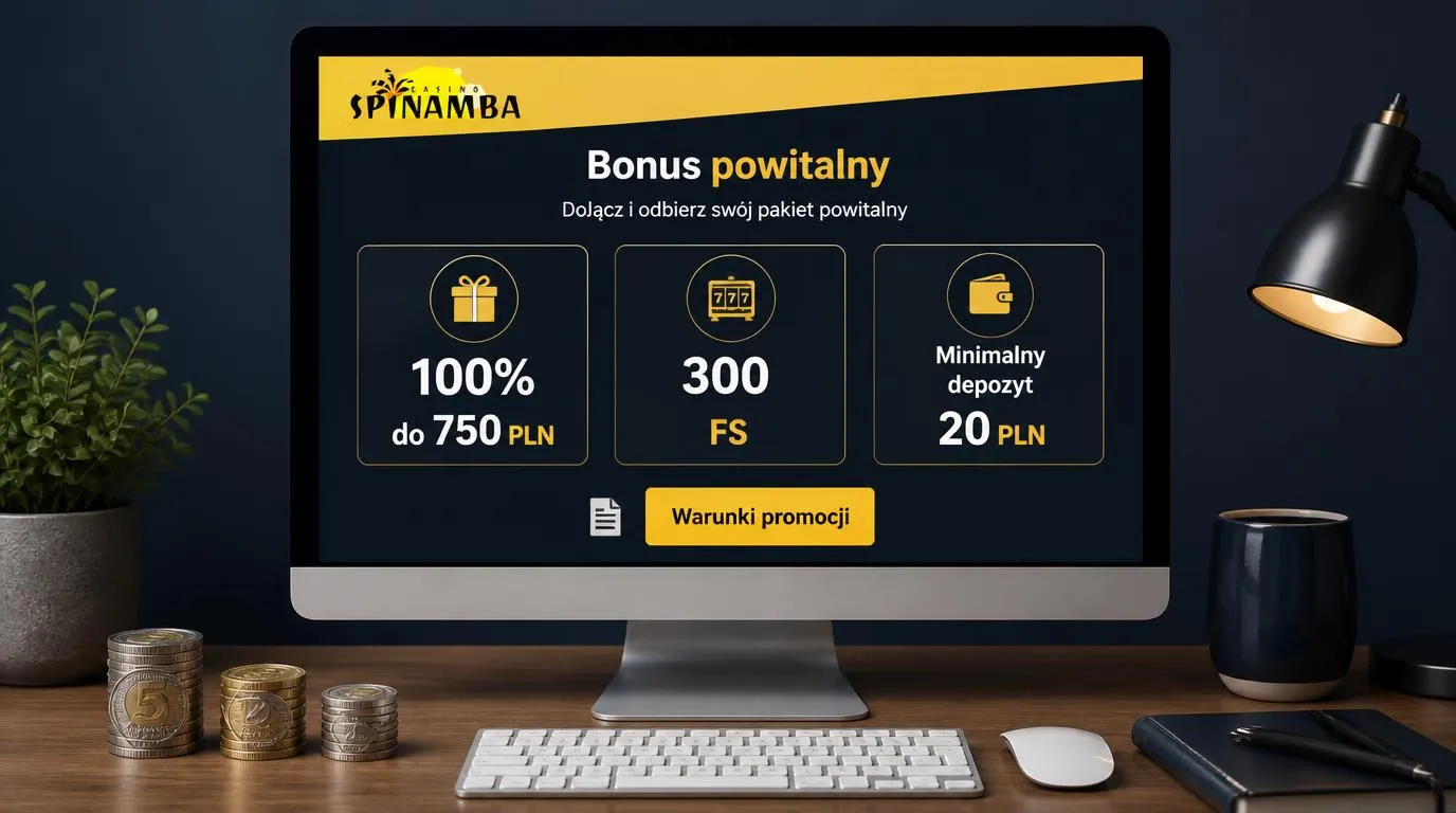 Panel bonusu powitalnego z ofertą 100% do 750 PLN, 300 FS i minimalnym depozytem 20 PLN